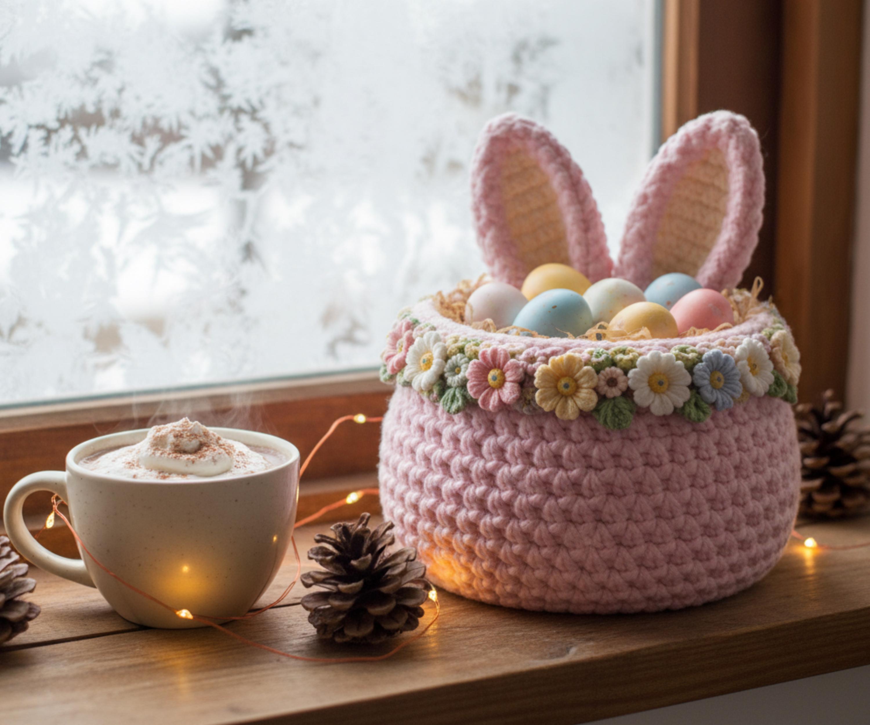 Easter Bunny Basket Crochet Pattern PDF, Rabbit Storage Basket, Spring ...