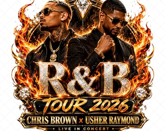 Chris Brown en Usher Raymond Tour 2026, R&B PNG, Usher and Brown digitale print, RB shirt grafisch, T-shirtontwerp, digitale download