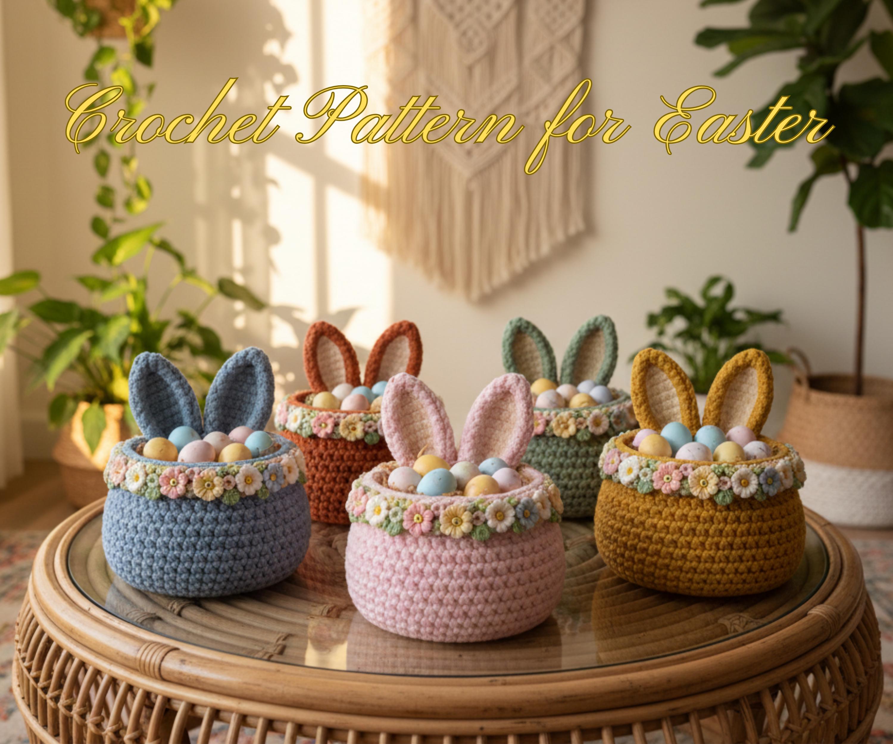 Easter Bunny Basket Crochet Pattern PDF, Rabbit Storage Basket, Spring ...