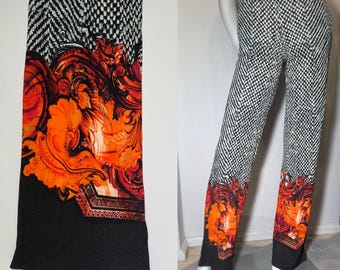 Roberto Cavalli Wide-Leg Graphic Pants – Size IT 40 – Mint