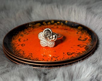 Rose Gold Plated Sterling Silver CZ Ring – Modern Floral Statement Ring – 925 Silver – Size 53