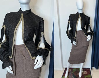 Vintage Brocade Costume Jacket: Malmo Theater Handmade, Slit Sleeves