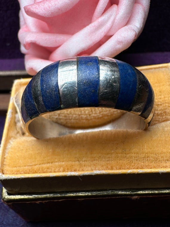 Vintage Handcrafted Mexican Sterling Silver Lapis… - image 4