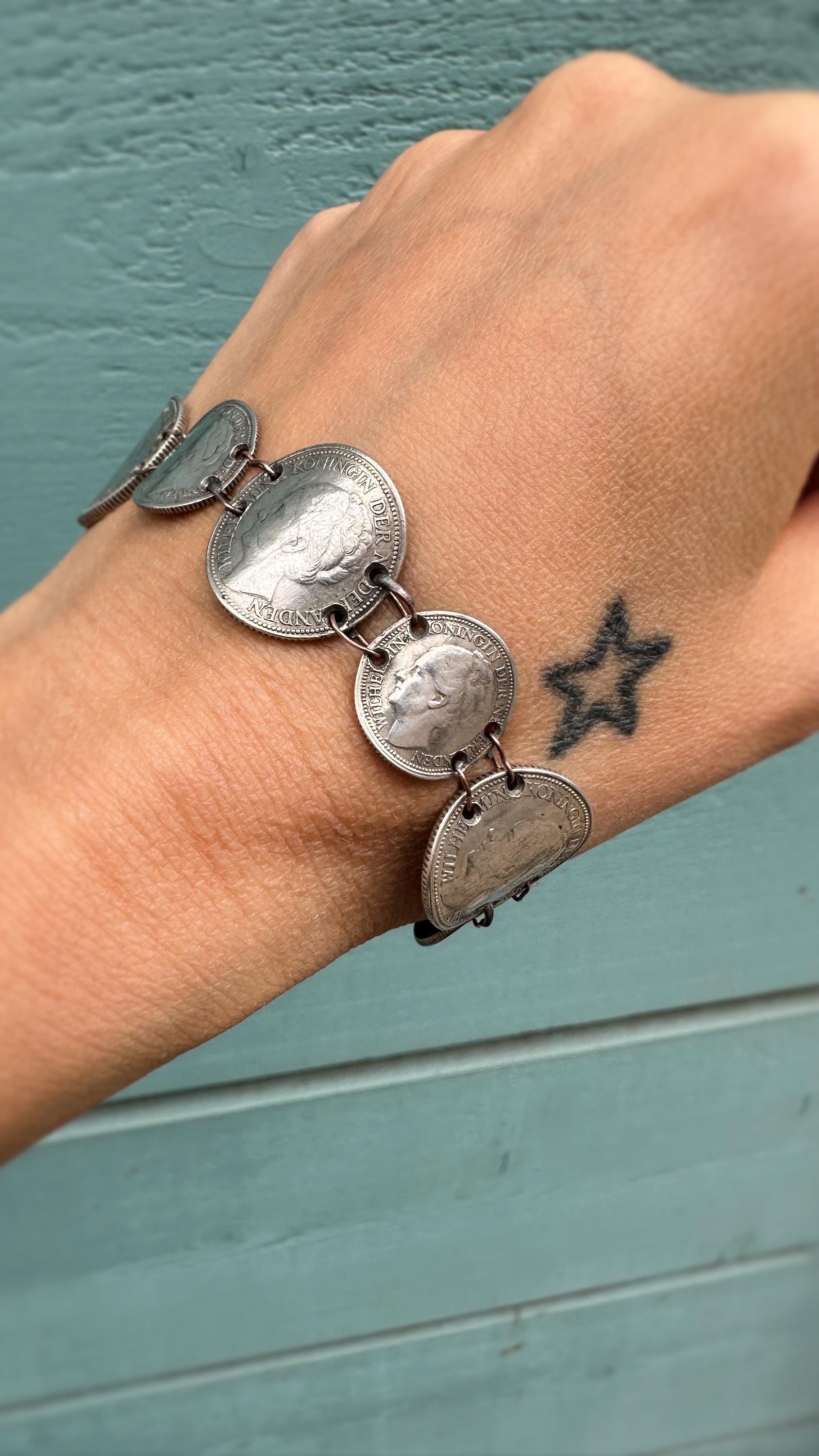 Vintage Sterling Silver WWII Australian Coin Bracelet 8