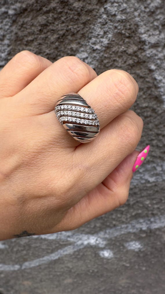 Vintage Ste Maty Sterling Silver Ring With Cubic Zirconia