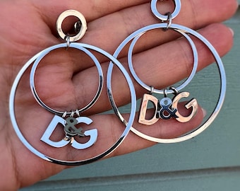Vintage D&G Logo Hoop Earrings 97B Marked With Original