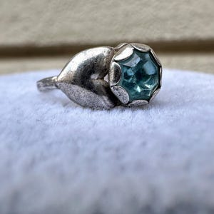 Herman Siersbøl Sterling Silver Ring: Blue Paste Stone, Size EU 13