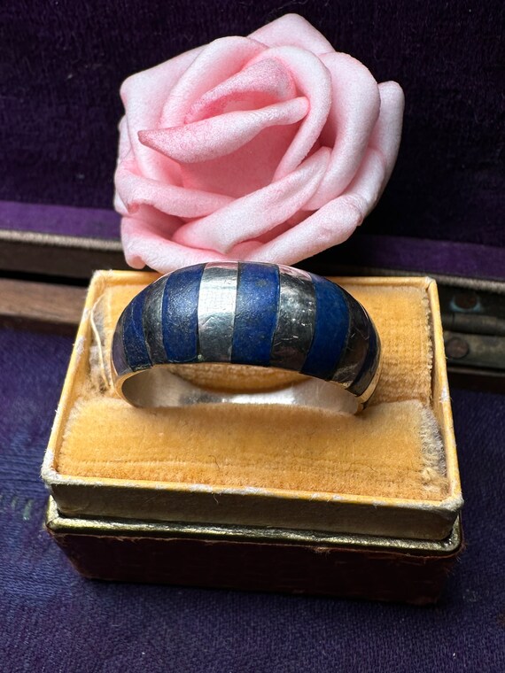 Vintage Handcrafted Mexican Sterling Silver Lapis… - image 1