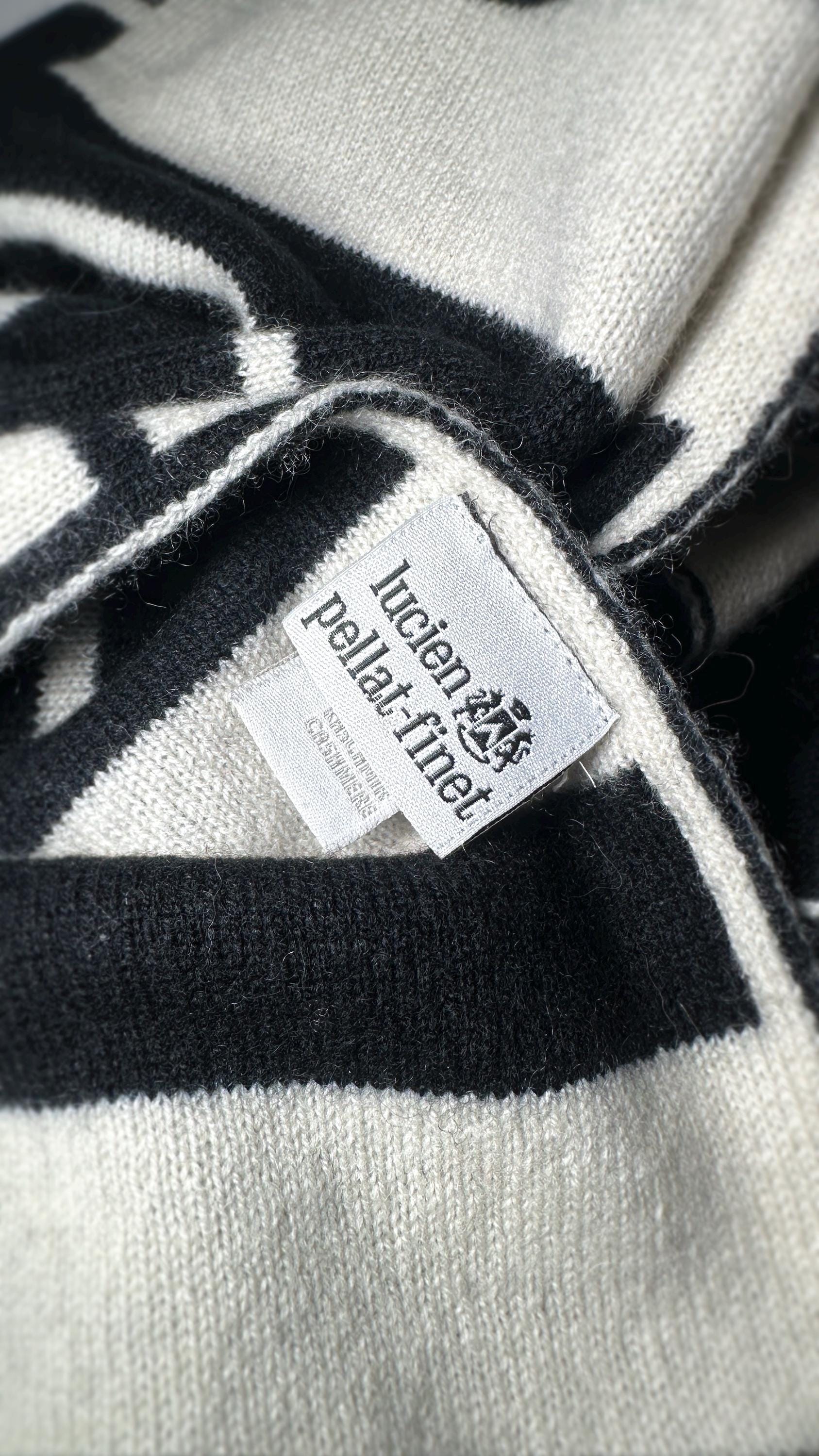 Lucien Pellat-finet 100% Cashmere Scarf Stole – Keyboard Stripe 