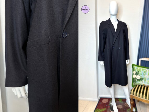 Elegant Vintage 1980s Jean Claude Paris Fine Wool Navy Lightweight Coat M