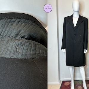 Antique 1900s Bespoke Black Frock Coat Double Breasted Watch Pocket M