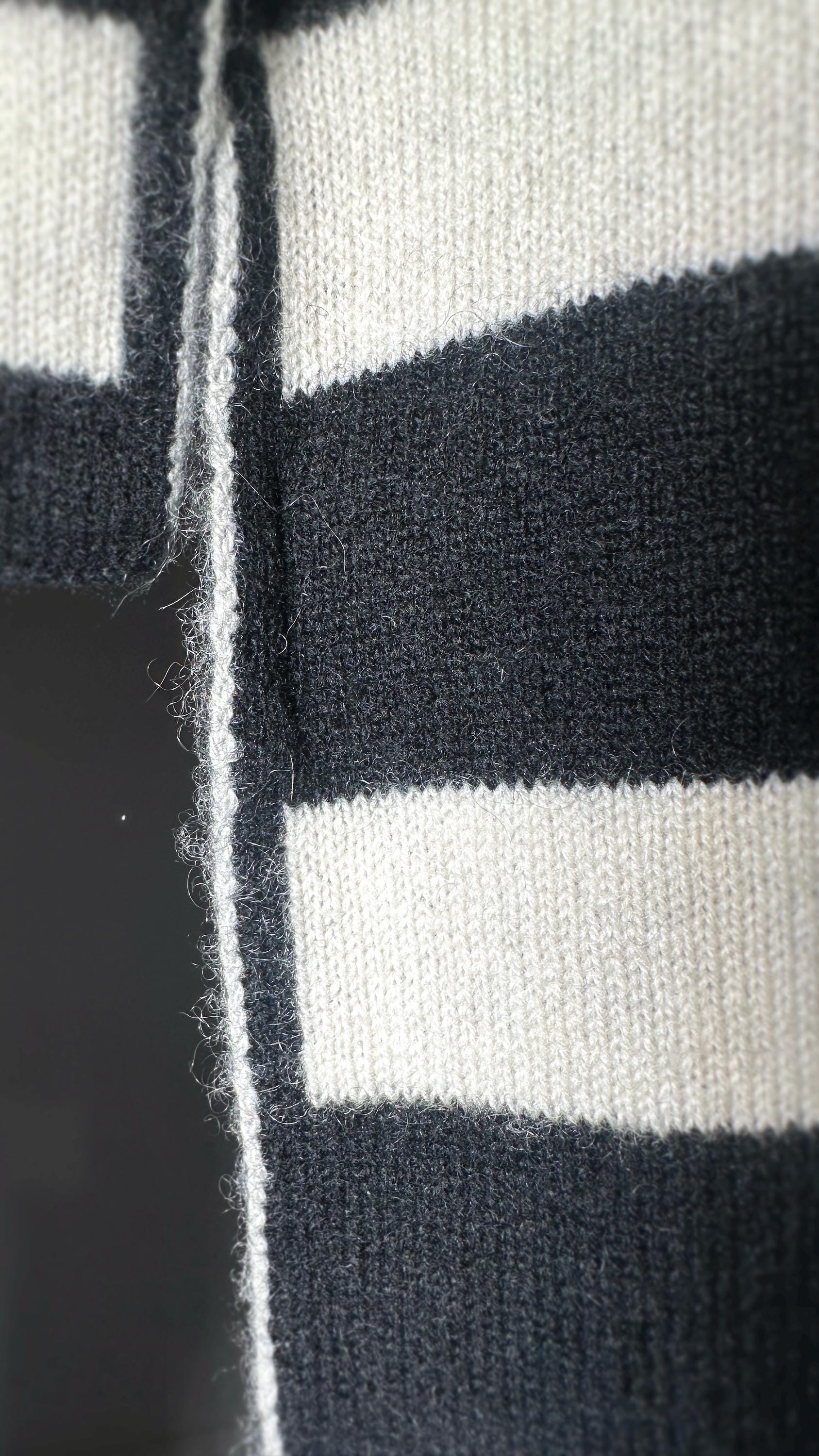 Lucien Pellat-finet 100% Cashmere Scarf Stole – Keyboard Stripe 