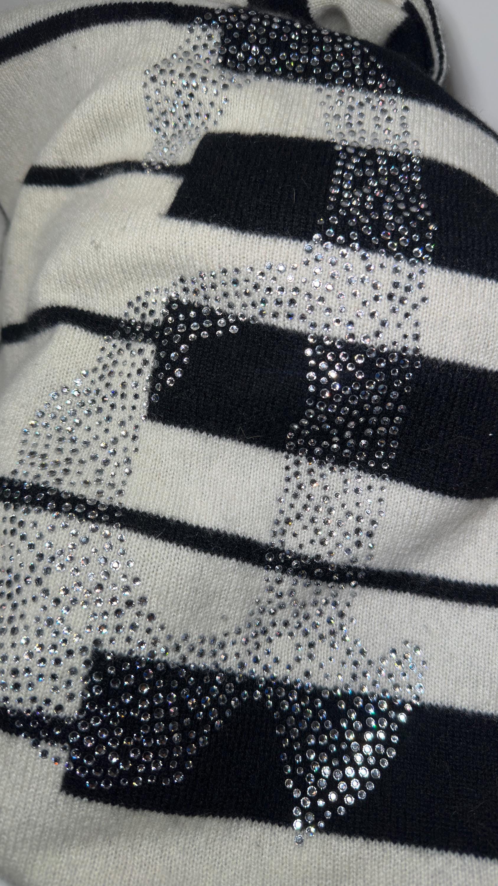 Lucien Pellat-finet 100% Cashmere Scarf Stole – Keyboard Stripe 