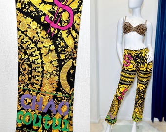Rare Vintage Gianni Versace Baroque Chaos Couture Graffiti Cotton Trousers M