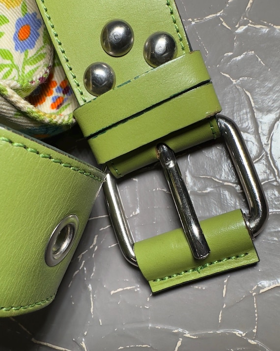 Dolce & Gabbana Lime Green Leather Belt D & G by Dolce & Gabbana Vintage Lime Green Leather Crystal  main image 2