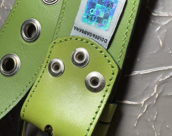 Vintage DG Dolce & Gabbana Belt – Lime Green Leather Floral  display picture 1