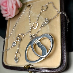 Collar ajustable con doble corazón y nota de amor en plata de ley de LINKS Of London