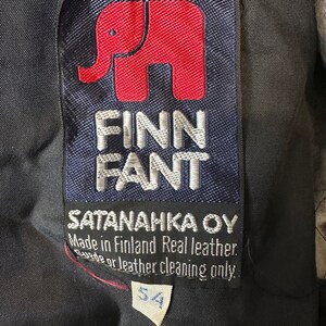 Vintage 1970s FINN FANT Glossy Leather Belted Military Style Jacket Coat XL image 8