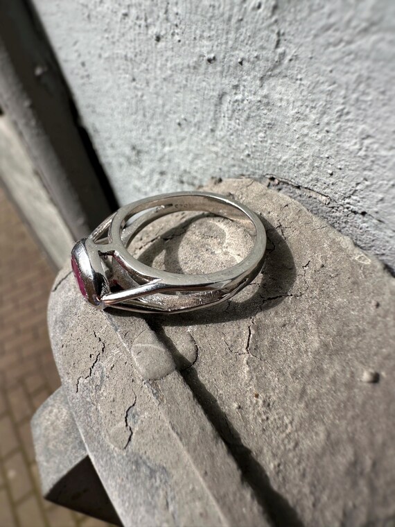 Sterling Silver Ring with Real Ruby | Faceted Ova… - image 8