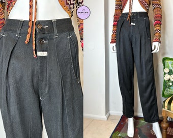 Eleganti pantaloni vintage a vita alta CHIUSI di Marithe Francois Girbaud degli anni '80 IT 42