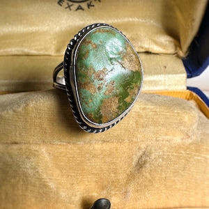Vintage handgemaakte sterlingzilveren Royston turquoise ring