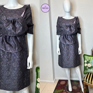 Vintage 1960s Lightweight Brocade Sheath Dress Matching Wrap Shawl S/M