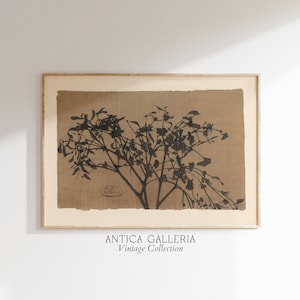 Watercolor Neutral Wildflower Print, Vintage Botanical Art, Moody Dark Branch, Minimalist Farmhouse Decor, PRINTABLE Digital Wall Art, #90