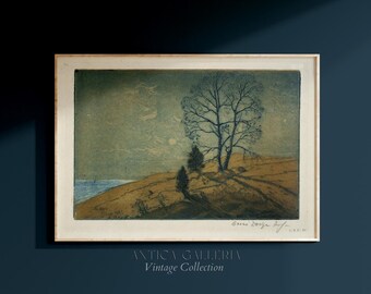 Vintage Landscape Print: Spooky Autumn Tree (Digital Download)