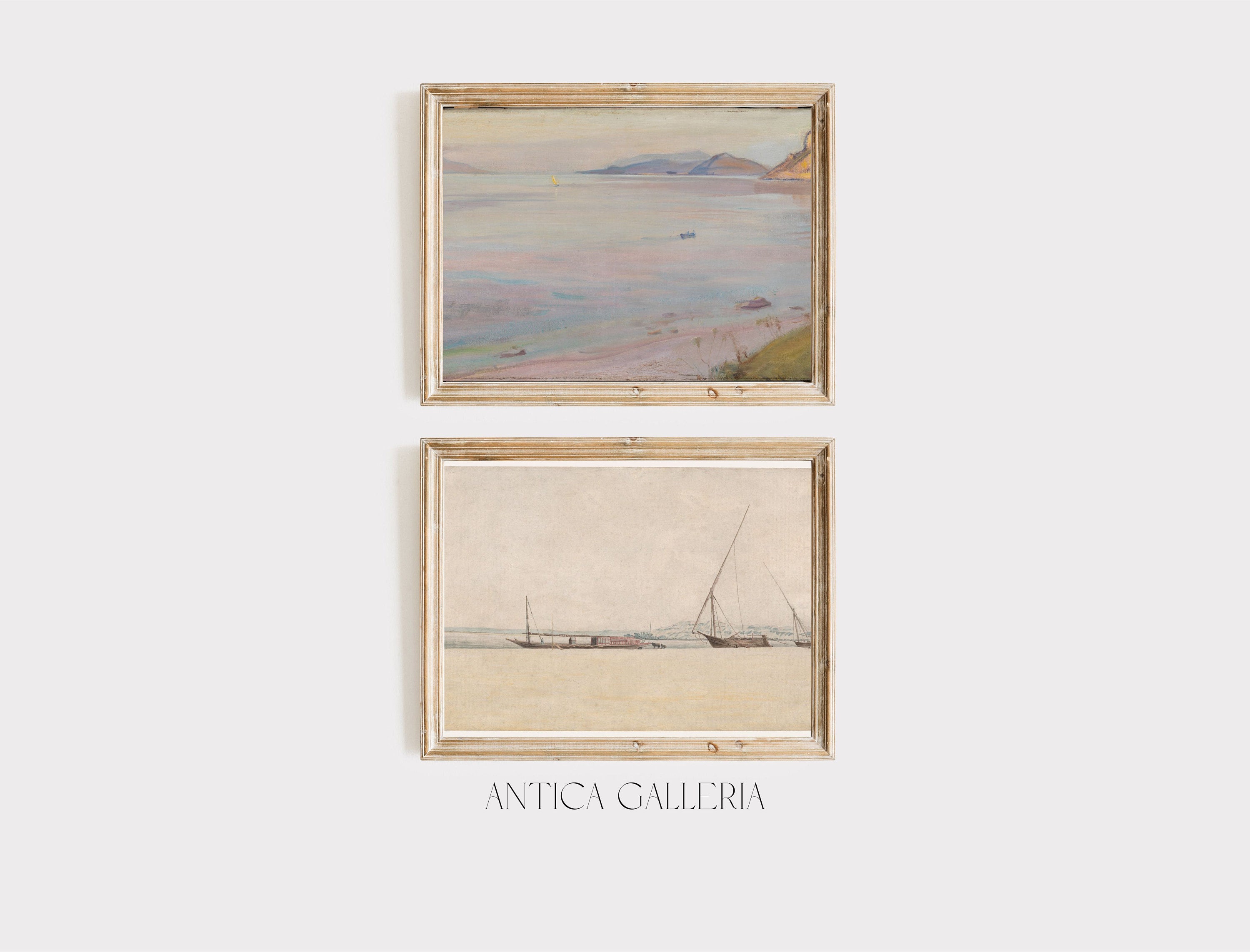 Nautical Vintage Gallery Wall SET of 10 | Coastal Painting | Antique ...