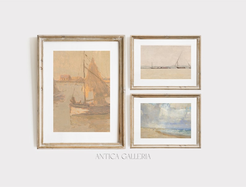Nautical Vintage Gallery Wall SET of 10 | Coastal Painting | Antique ...