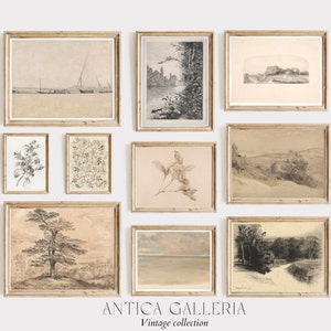 Neutral Vintage Gallery Wall SET of 10 | Warm Muted Tone Print | Rustic Farmhouse Decor | Cottage Wall Art | PRINTABLE Digital Wall Art | #1