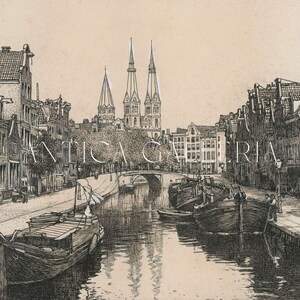 Vintage Amsterdam Canal Etching, Dutch Cityscape (Printable Art) bild 8