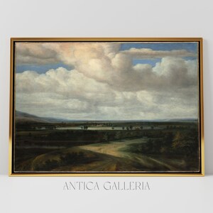 Moody Panoramic View Dutch Countryside | Vintage European Fine Art | Dark Academia Decor | PRINTABLE Digital Wall Art | #851