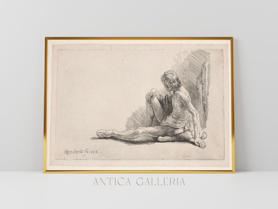 Vintage Male Model Drawing | Figure Study Sketch | European Fine Art | Antique Wall Art Decor | PRINTABLE Digital Wall Art | #98