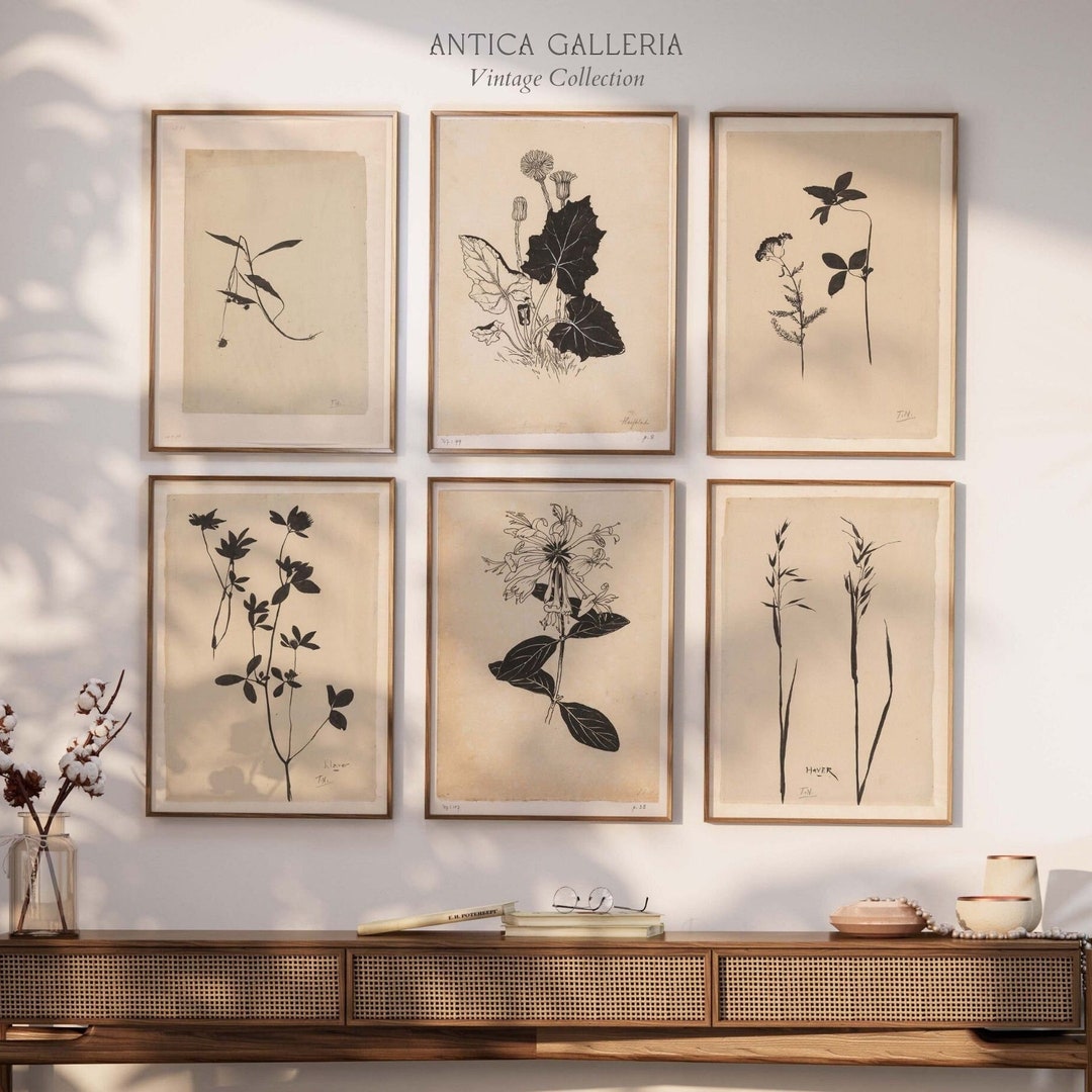 Vintage Botanical Print Set: Antique Flower Gallery Wall Art (digital ...