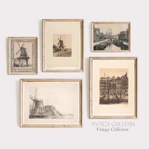 Vintage Dutch Artworks Gallery Set of 5, Neutral Tone Print, Dutch Landscape, Holland Rustic Home Decor, PRINTABLE Digital Wall Art, #12