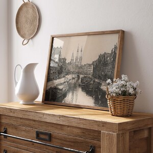 Vintage Amsterdam Canal Etching, Dutch Cityscape (Printable Art) bild 2