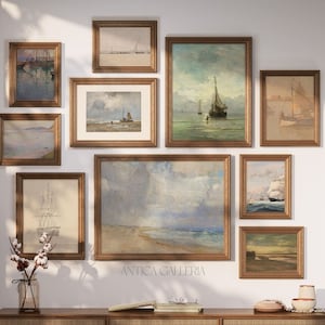Nautical Vintage Gallery Wall SET of 10 | Coastal Painting | Antique Beach Home Decor | PRINTABLE Digital Wall Art | #2