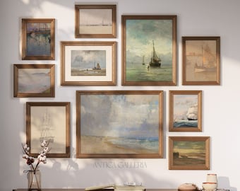 Nautical Vintage Gallery Wall SET of 10 | Coastal Painting | Antique Beach Home Decor | PRINTABLE Digital Wall Art | #2