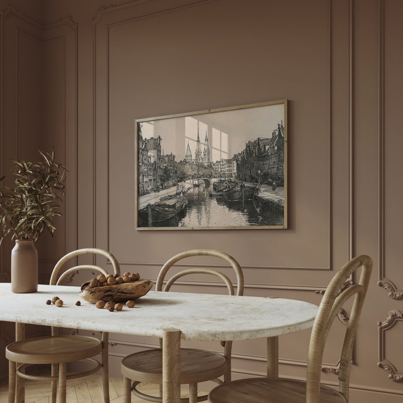 Vintage Amsterdam Canal Etching, Dutch Cityscape (Printable Art) bild 9