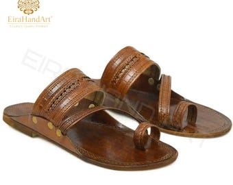 Men's Handmade Leather Kolhapuri Chappal | Traditional Indian Sandals, Boho Slip-ons