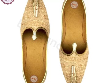 Scarpe da sposo Mojaris Jutti da uomo in pelle dorata fatte a mano, calzature da matrimonio