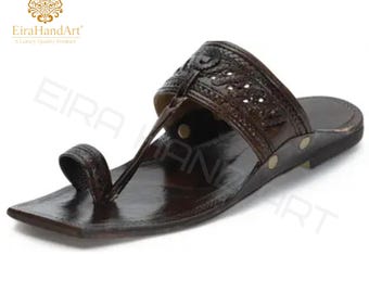 Men's Handwork Leather Kolhapuri Sandals – Festive Ethnic Footwear