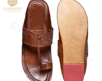 Mens  Brown Kolhapuri Sandals| Beach wear Footwear Slipper | Traditional Outdoor Ethnic Shoes-