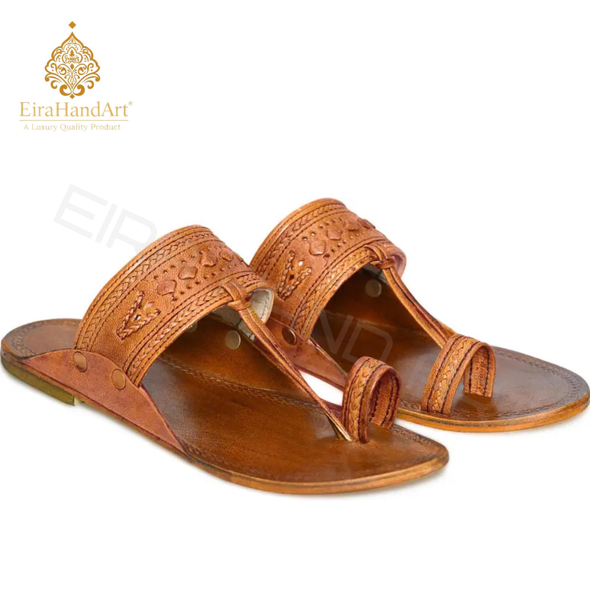 Mens Leather Kolhapuri Sandals Indian Ethnic Chappal Summer Outdoor Beach Slippers