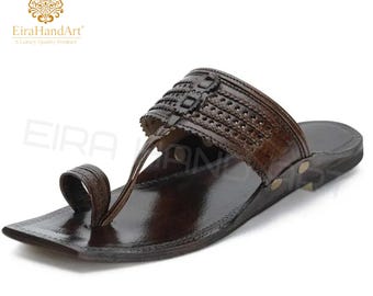 Indian Kolhapuri-leren sandalen heren | Etnisch handwerkschoeisel EiraHandArt