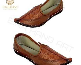 Handmade Leather Jutti Shoes: Men's Wedding Pakistani Khussa Mojaris Traditional ethnic Footwear