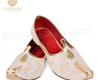 Men's Leather Jodhpuri Mojari Shoes: Handmade Groom Wedding Jutti