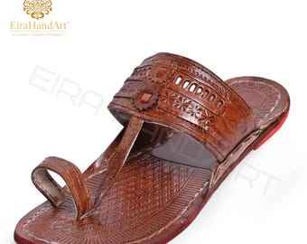 Indian Kolhapuri Chappal | Flats Footwear Mens Slipper | Sandals Ethnic Shoes- EiraHandArt