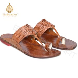 Mens Kolhapuri Chappal Casual Sandals Indian flats Ethnic Slipper & Shoes EiraHandArt